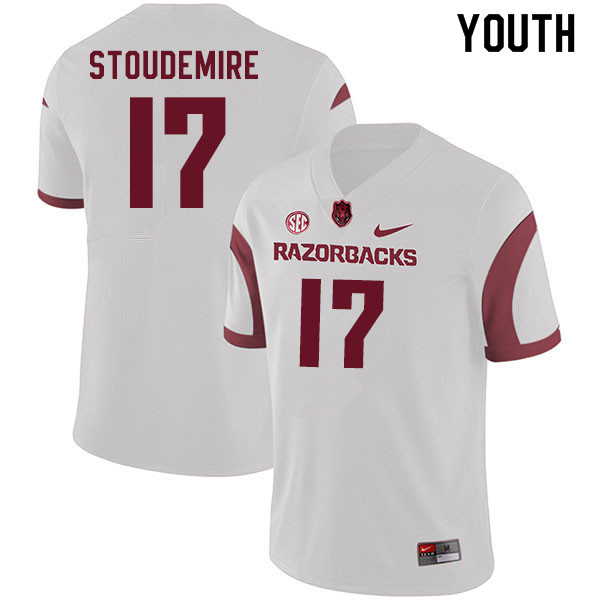 Youth #17 Jimmie Stoudemire Arkansas Razorbacks College Football Jerseys Sale-White